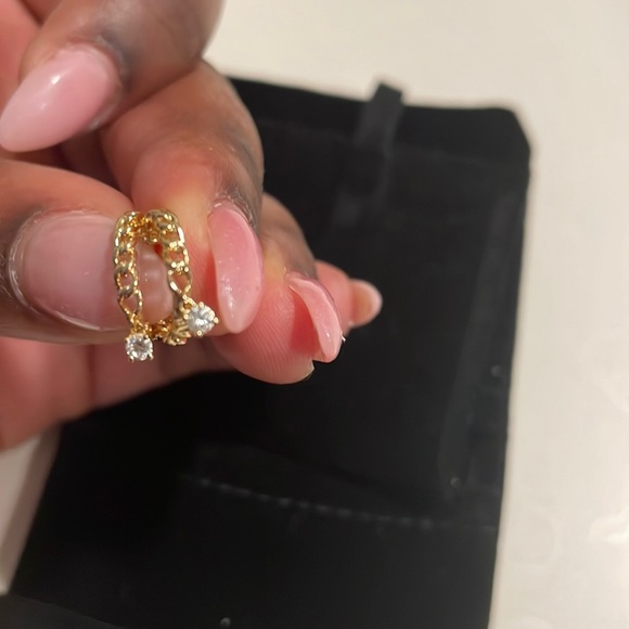 Ring Concierge Chain Diamond Drop Huggies - Picture 5 of 9